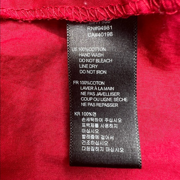 Deep red cotton tie back baby doll tank top medium w/ button detail fit n flare - Picture 9 of 9